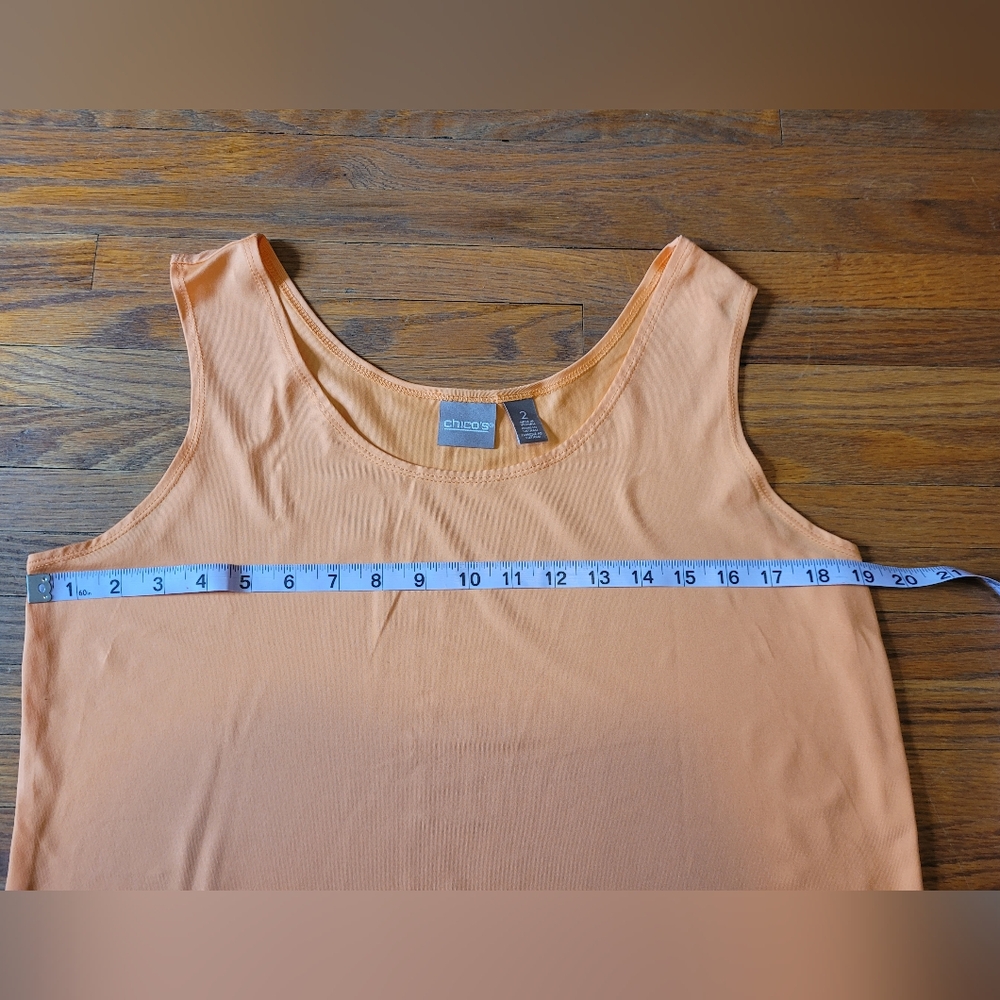 Chico's Womens Size 2 Large/12 Orange Tank Top Nylon Spandex Microfiber Scoop - Picture 6 of 7